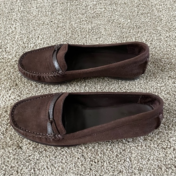 L.L.Bean Brown Suede Slip On Moccasin Loafers - Picture 4 of 10